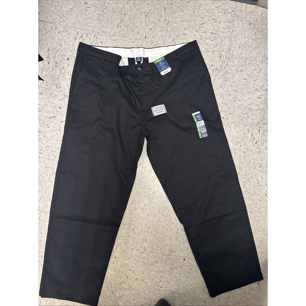 George Black Pants Mens 46x30 Beige New Straight Fit Comfort Waist Stretch